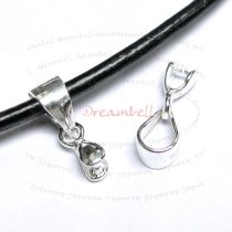 2x STERLING SILVER Bail Pinch In Pendant Clasp Connector Slide