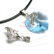 1 x Rhodium Plated Sterling Silver Leaf CZ Pendant Bail Pinch Dangle Clasp