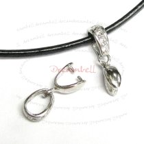 1x Rhodium plated Sterling Silver CZ Pendant Bail Pinch Dangle Clasp Connector