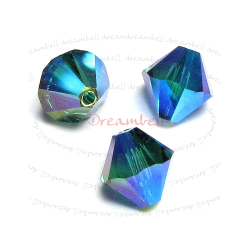 24 Swarovski Elements Xilion Crystal 5328 Emerald AB 2x 4mm