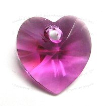 4x Swarovski Xilion Crystal 6228 Heart Charm Pendant Fuchsia 10mm