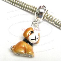 Sterling silver Lovely Dog Puppy Enamel Dangle Bead for European Charm Bracelets