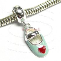 Sterling silver Girl Lady Heart Shoes Enamel Dangle Bead for European Charm Bracelets