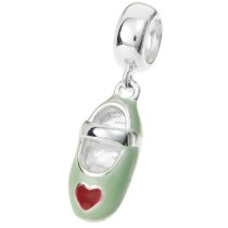 Sterling silver Girl Lady Heart Shoes Enamel Dangle Bead for European Charm Bracelets