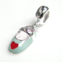 Sterling silver Girl Lady Heart Shoes Enamel Dangle Bead for European Charm Bracelets