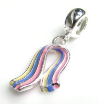 Sterling silver Color Ribbon Enamel Dangle Bead for European Charm Bracelets