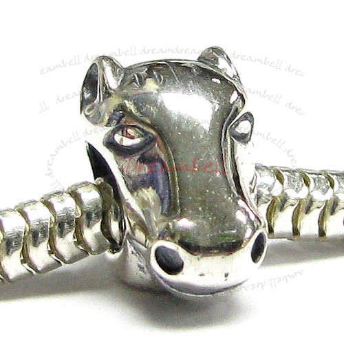 Sterling silver Horse Head Bead for European Charm Bracelets