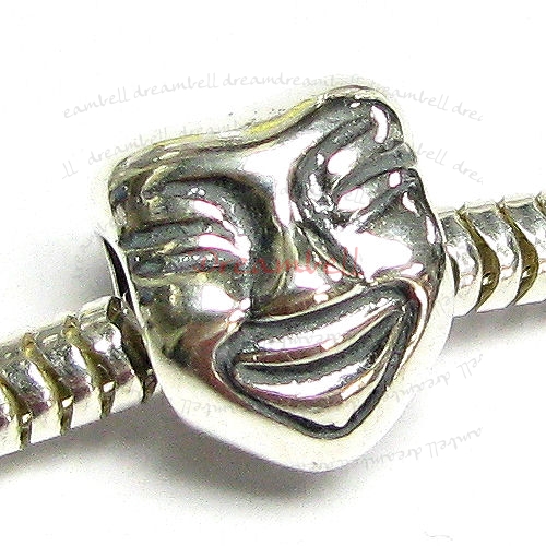 Sterling Silver Drama Face / the Mask Bead for European Charm Bracelets