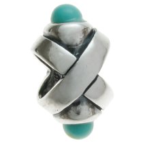 Sterling silver Turquoise Ribbon Bead for European Charm Bracelets