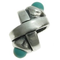 Sterling silver Turquoise Ribbon Bead for European Charm Bracelets