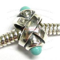 Sterling silver Turquoise Ribbon Bead for European Charm Bracelets