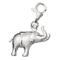 STERLING SILVER Elephant Dangle CHARM Pendant for European Style Clip on Charm