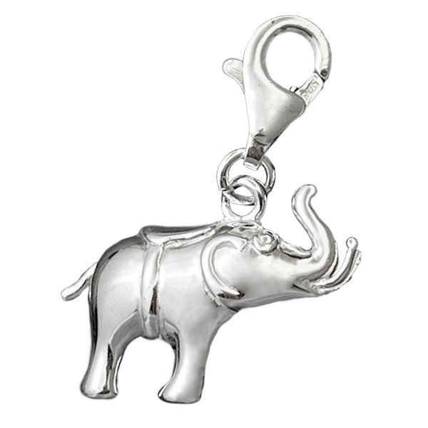 STERLING SILVER Elephant Dangle CHARM Pendant for European Style Clip on Charm