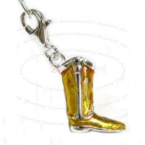 STERLING SILVER Boot Enamel Dangle Pendant for European Clip on Charm Bracelet w/ Lobster