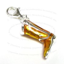 STERLING SILVER Boot Enamel Dangle Pendant for European Clip on Charm Bracelet w/ Lobster