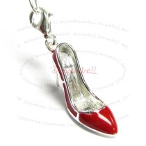 STERLING SILVER High Heel Shoe Enamel Dangle CHARM Pendant for European Style Clip on Charm