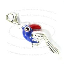 STERLING SILVER Parrot Enamel Dangle CHARM Pendant for European Style Clip on Charm