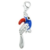 STERLING SILVER Parrot Enamel Dangle CHARM Pendant for European Style Clip on Charm