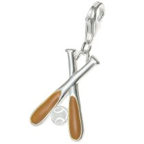 STERLING SILVER baseball Bat Sport Eamel Dangle CHARM Pendant for European Bracelet