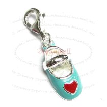 STERLING SILVER Girl Love Shoe Enamel Dangle CHARM Pendant for European Style Clip on Charm