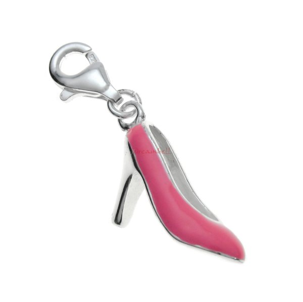 STERLING SILVER High Heel Shoe Enamel Dangle CHARM Pendant for European Style Clip on Charm