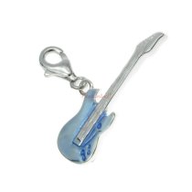 STERLING SILVER Guitar Enamel Dangle CHARM Pendant for European Style Clip on Charm
