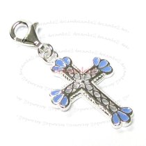 STERLING SILVER Holy Cross Enamel Dangle CHARM Pendant for European Style Clip on Charm