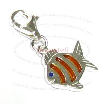 STERLING SILVER Tropical fish Goldfish Enamel Dangle CHARM Pendant for European Style Clip on Charm