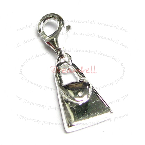 STERLING SILVER Hand Bag Dangle CHARM Pendant for European Style Clip on Charm