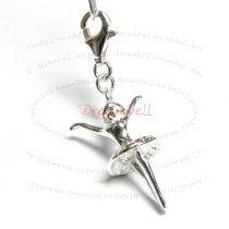 STERLING SILVER Ballet Dancer Ballerina Dangle CHARM Pendant for European Style Clip on Charm