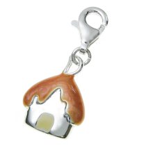 STERLING SILVER House Enamel Dangle CHARM Pendant for European Style Clip on Charm
