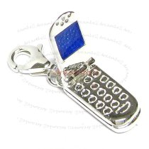 STERLING SILVER Mobile Cell Phone Enamel Dangle CHARM Pendant for European Style Clip on Charm