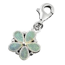 STERLING SILVER Flower Enamel Dangle CHARM Pendant for European Style Clip on Charm