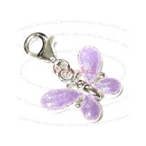 STERLING SILVER Butterfly Enamel Dangle CHARM Pendant for European Style Clip on Charm