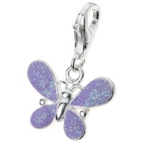 STERLING SILVER Butterfly Enamel Dangle CHARM Pendant for European Style Clip on Charm