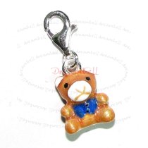 STERLING SILVER Lovely Teddy Bear Dangle CHARM Pendant for European Style Clip on Charm