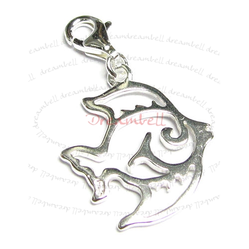 STERLING SILVER Filigree Tropical Fish Dangle CHARM Pendant for European Style Clip on Charm