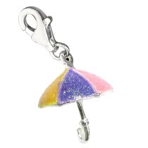 STERLING SILVER Umbrella Enamel Dangle CHARM Pendant for European Style Clip on Charm