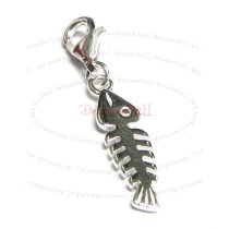 STERLING SILVER Fish Bone Dangle CHARM Pendant for European Style Clip on Charm