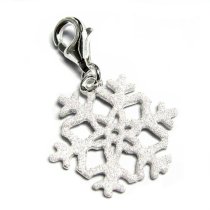 STERLING SILVER Snowflake Enamel Dangle CHARM Pendant for European Style Clip on Charm