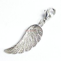 Sterling Silver Angel Wing Dangle Feather Charm Pendant for European Style Lobster Clip on Charm