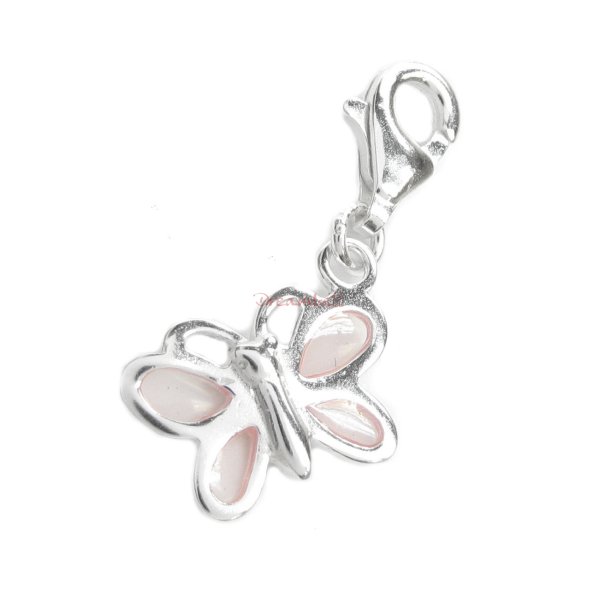 STERLING SILVER Butterfly Enamel Dangle CHARM Pendant for European Style Clip on Charm