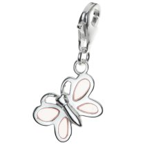 STERLING SILVER Butterfly Enamel Dangle CHARM Pendant for European Style Clip on Charm
