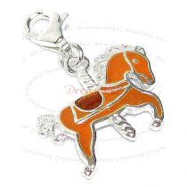 STERLING SILVER Rocking Horse Enamel Dangle CHARM Pendant for European Style Clip on Charm