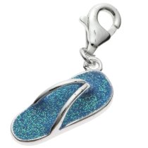 STERLING SILVER Flip Flop Slipper Enamel Dangle CHARM Pendant for European Style Clip on Charm