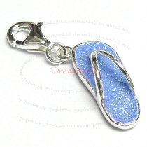 STERLING SILVER Flip Flop Slipper Enamel Dangle CHARM Pendant for European Style Clip on Charm
