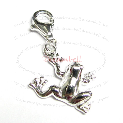 STERLING SILVER Jumping Frog Dangle CHARM Pendant for European Style Clip on Charm