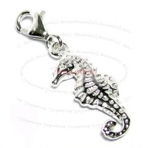STERLING SILVER Sea Horse Dangle CHARM Pendant for European Style Clip on Charm