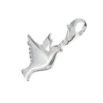 STERLING SILVER Dove Bird Dangle CHARM Pendant for European Style Clip on Charm