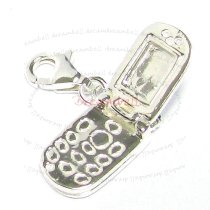 STERLING SILVER Mobile Cellular Phone Dangle CHARM Pendant for European Style Clip on Charm